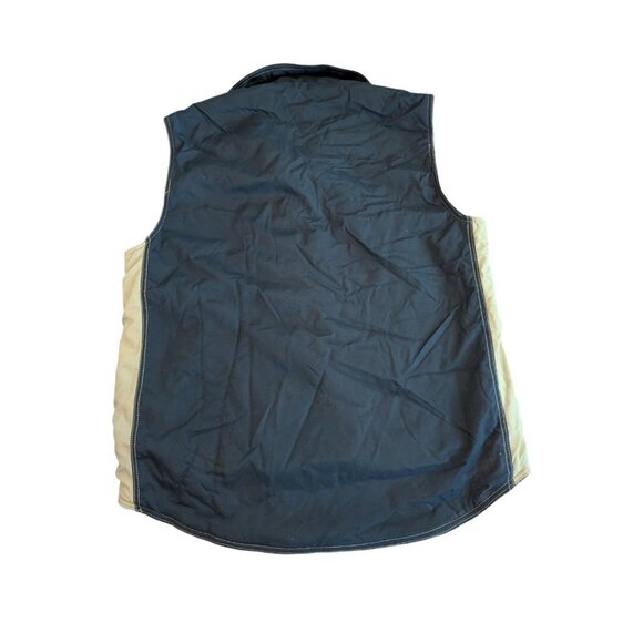 Vtg New Zealand Black & Tan Polyester Zip Vest Mens - Picture 2 of 11